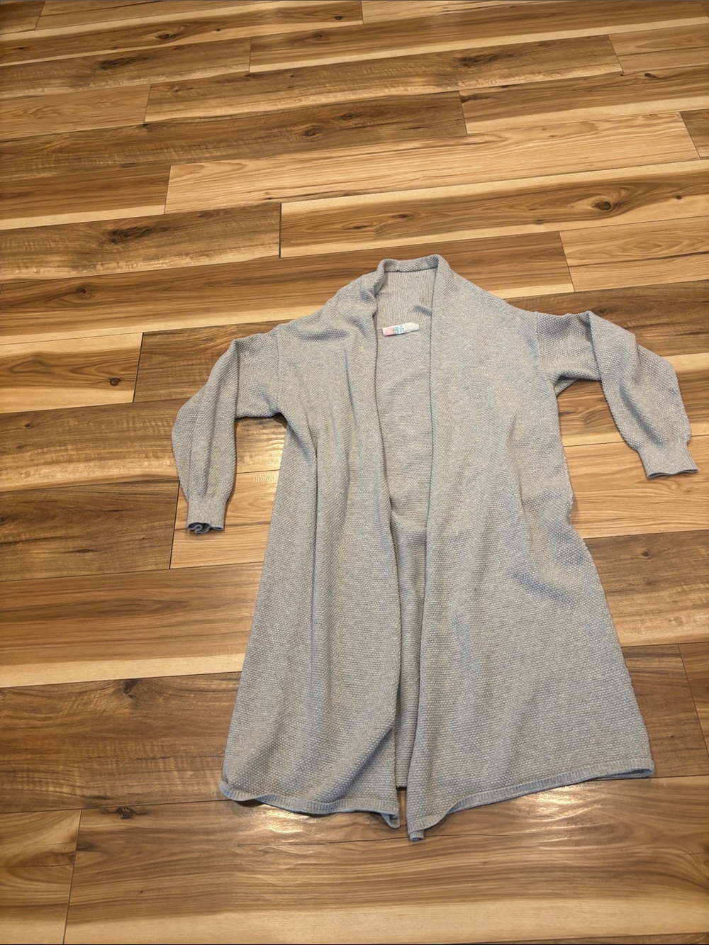Light Gray Open-Front Long Cardigan Sweater